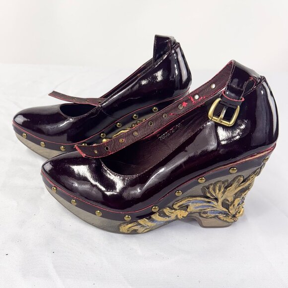 VINTAGE STYLE WEDGE HEEL WITH ANKLE STRAP HIGH HEEL SIZE 36 - Picture 1 of 8